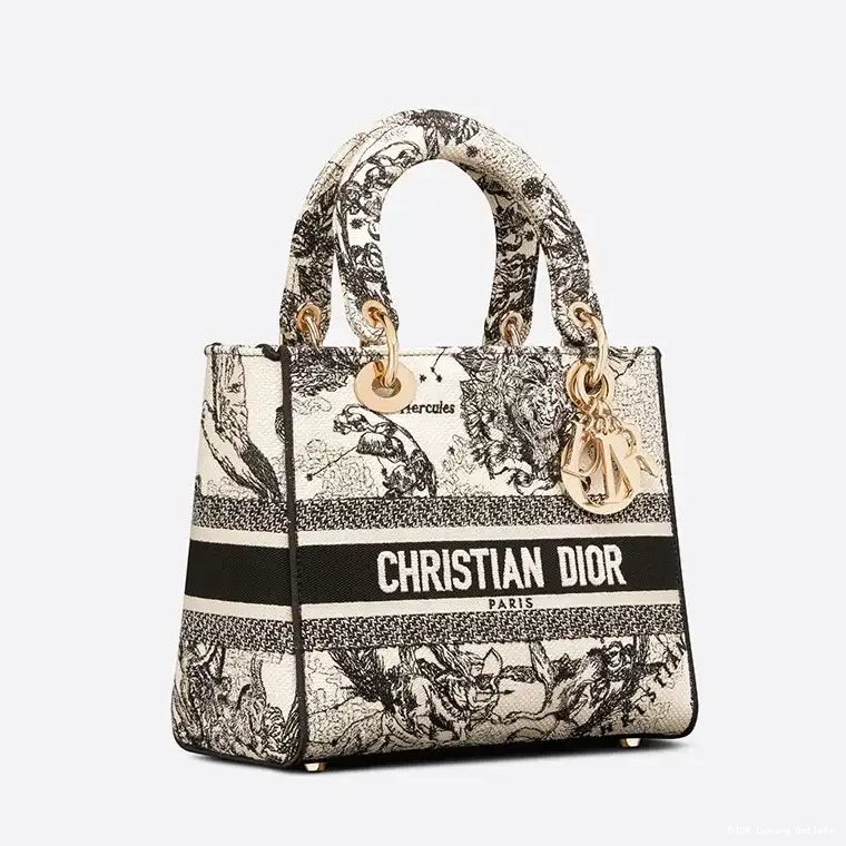 Cheap Jouy Zodiac Toile Medium Bag Motif Lady White Canvas de D-lite 0703 Luxury